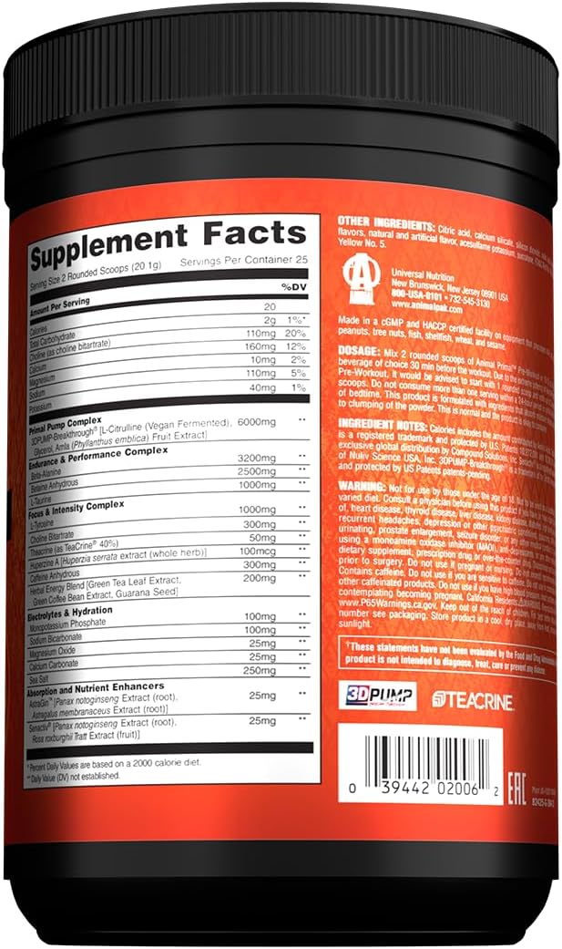 Animal Primal Pre-workout Loaded 512gm 25 servings