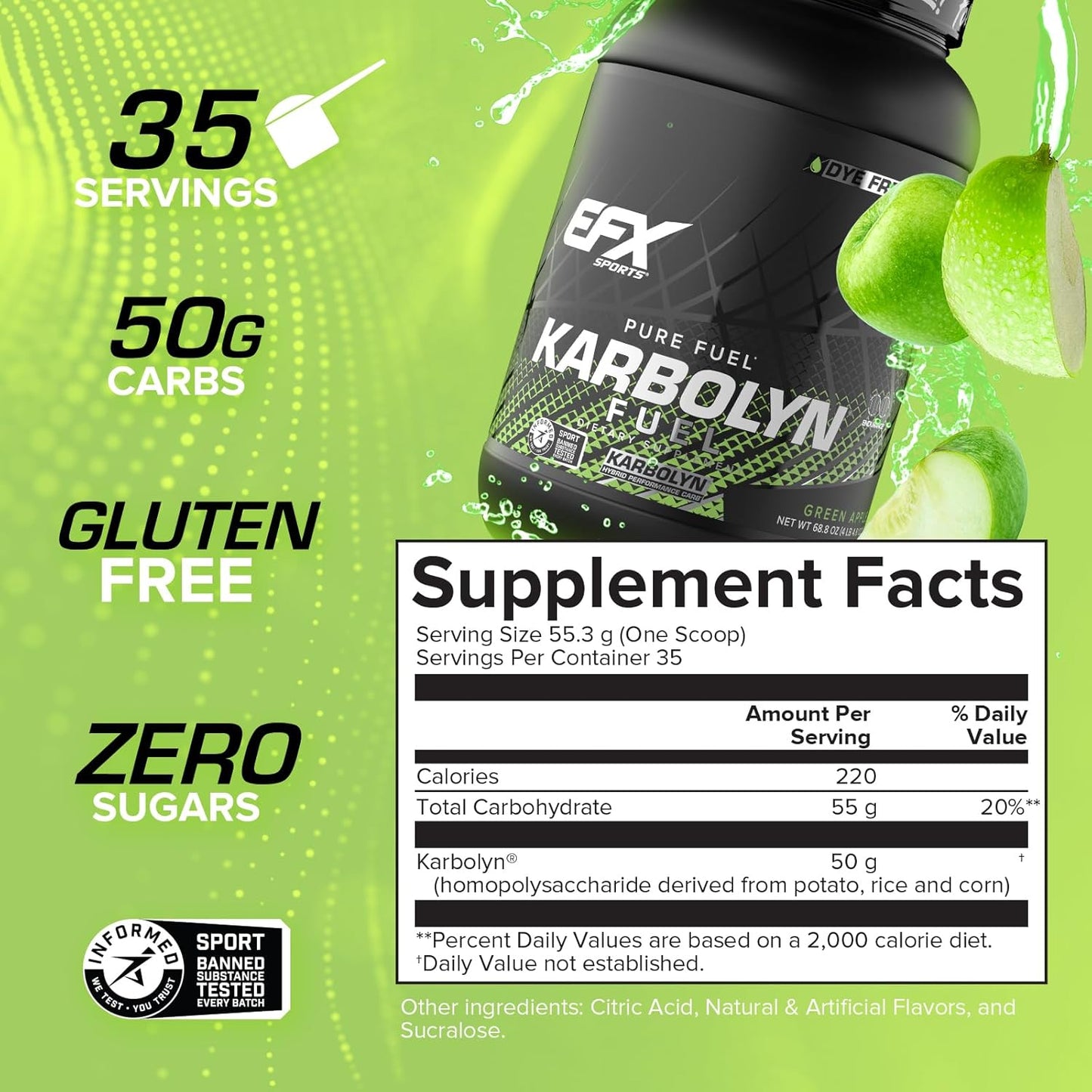 EFX Sports Karbolyn Fuel Green Apple 1.95kg (4.3 lbs)