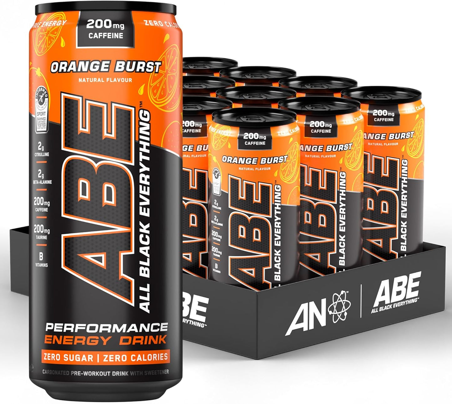 Applied Nutrition ABE Drink (12 x 330 ml) - Energy Drinks - 200 mg Caffeine