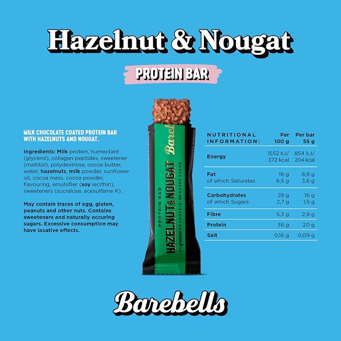Barebells Hazelnut & Nougat Protein Bar 12 x 55g