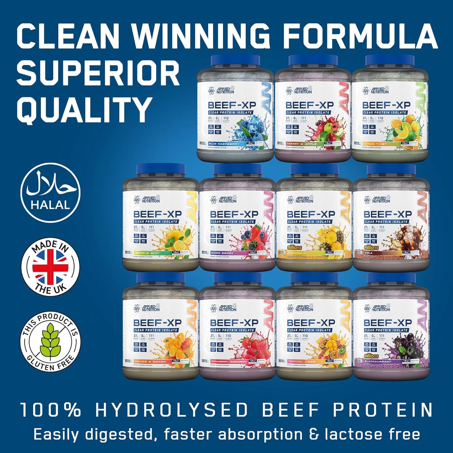 Applied Nutrition Beef XP Clear Hydrolysed Protein Isolate 1.8kg