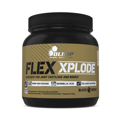 Olimp Flex Xplode 504g joint support powder with collagen, MSM, glucosamine, chondroitin, and hyaluronic acid for healthy joints and cartilage.