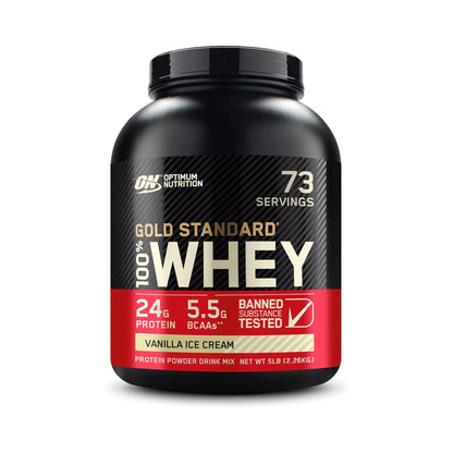 Optimum Nutrition Gold Standard 100% Whey Protein Vanilla Ice Cream 5 lb 2.27kg Protein Powder
