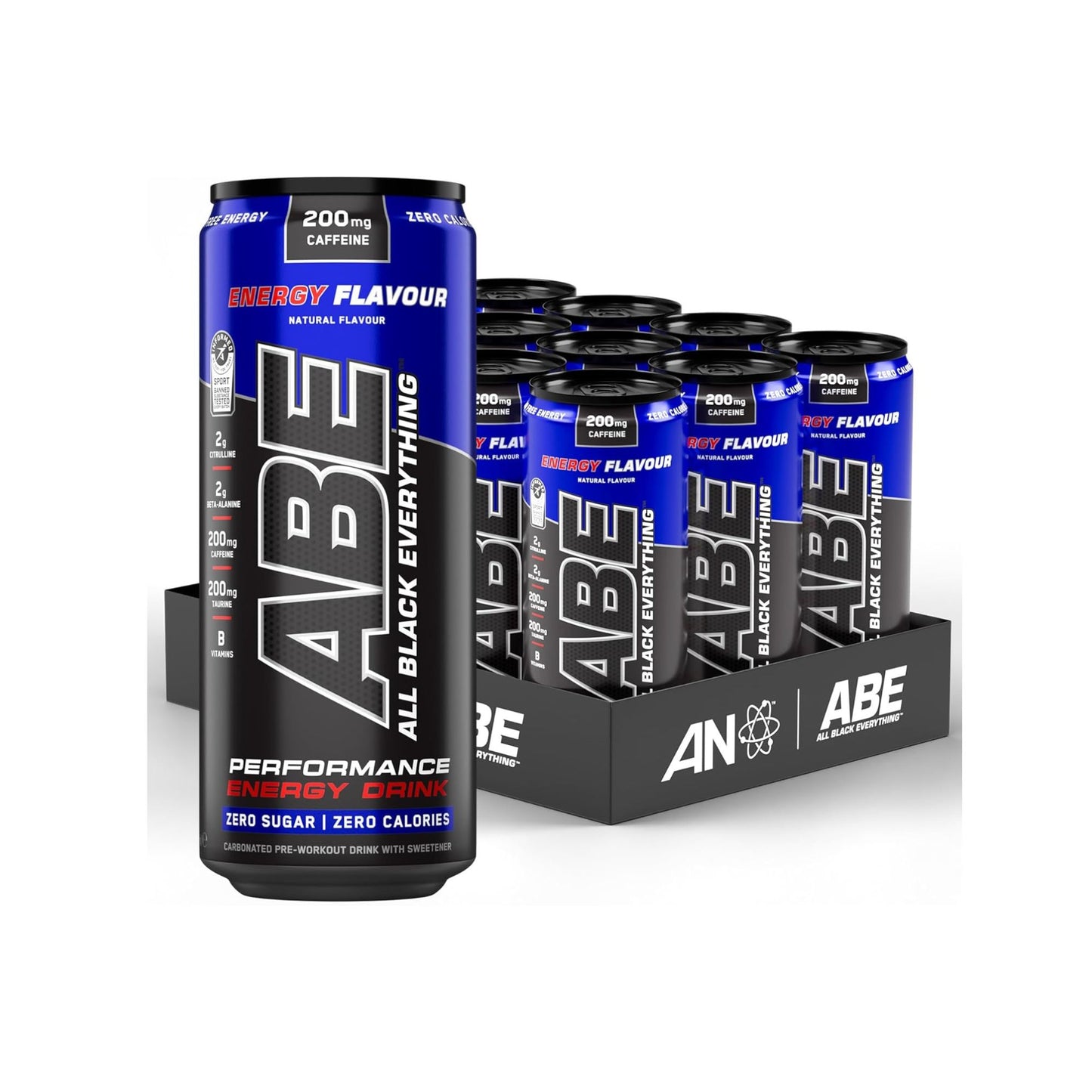 Applied Nutrition ABE Drink (12 x 330 ml) - Energy Drinks - 200 mg Caffeine